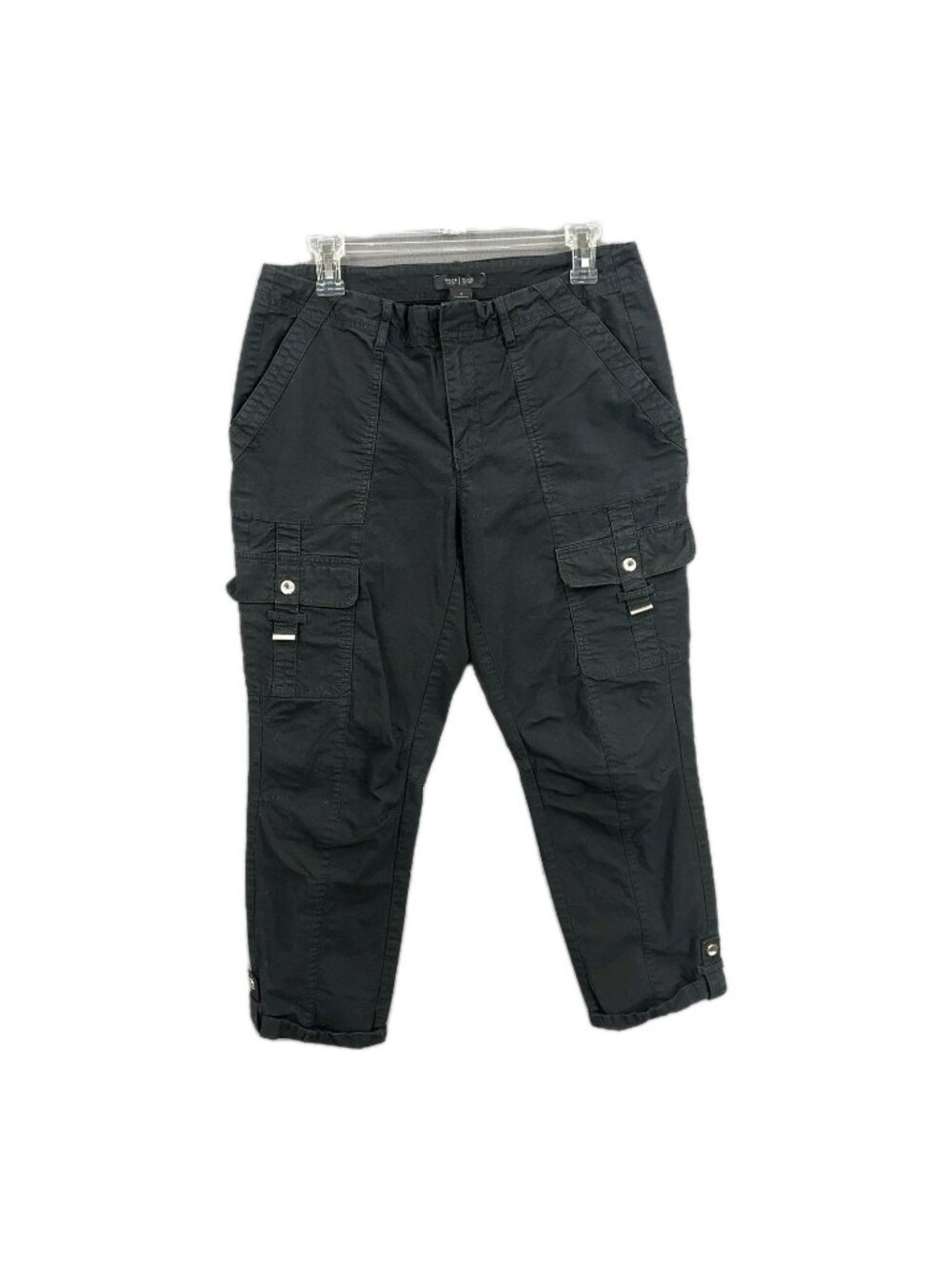 White House Black Market Cargo Pants Size 8 Women Black Capri Utility Trousers